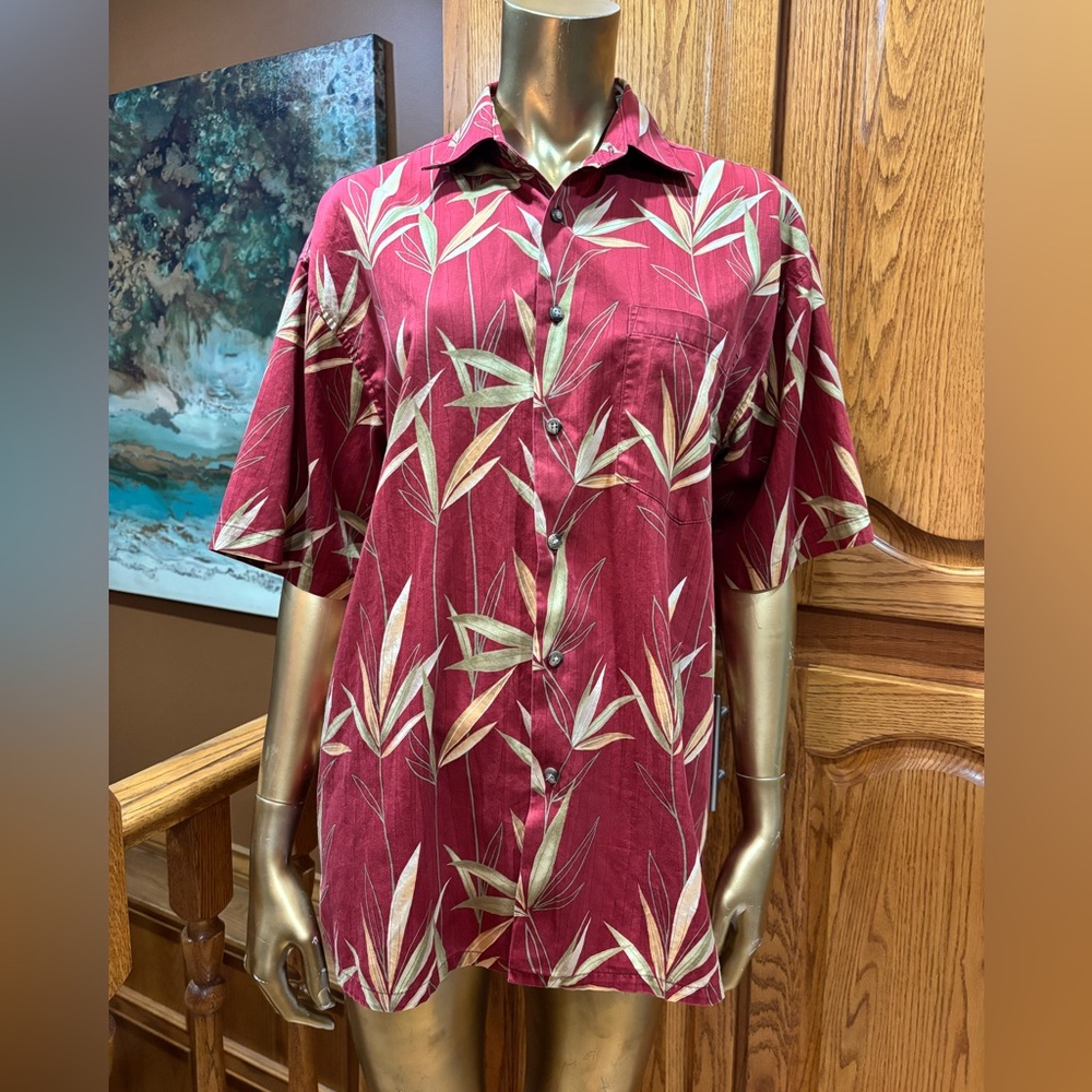 BAMBOO Men's Burgundy Bamboo Print Shirt